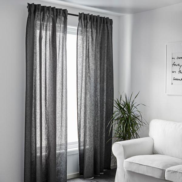 Гардины, 1 пара, темно-серый 145x300 см IKEA AINA АЙНА 703.705.78 - фото 2
