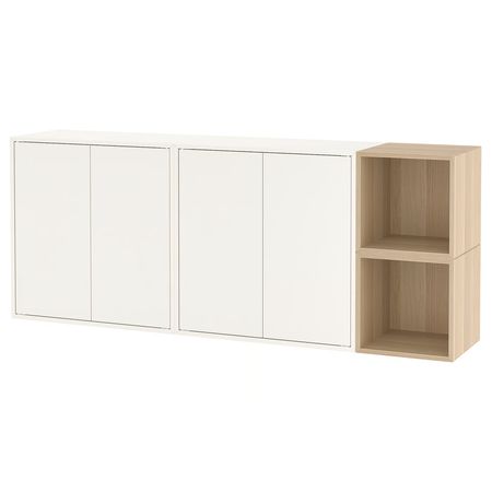EKET Комбинация настенных шкафов - белый/под беленый дуб 175x35x70 см