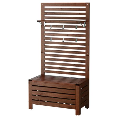 Садовая скамья + панель/полка, коричневая морилка 80x44x158 см IKEA ÄPPLARÖ ЭПЛАРО 792.288.73