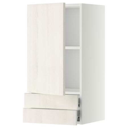 Навесной шкаф с дверцей, 2 ящика МЕТОД / ФОРВАРА, белый, Росдаль белый