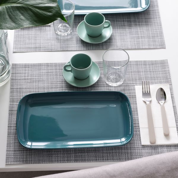 Тарелка, 30x18 см, полированный темная бирюза IKEA FÄRGKLAR ФЭРГКЛАР 505.228.94 - фото 3