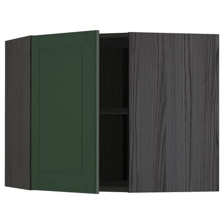 Угловой навесной шкаф с полками, черный/Будбин темно-зеленый 68x60 см IKEA МЕТОД 593.132.78