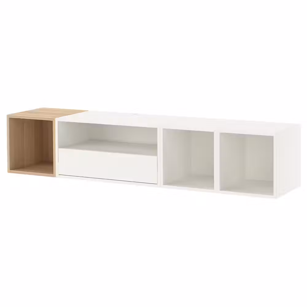EKET Комбинация для хранения - белый/беленый дуб 175x35x35 см - фото 1
