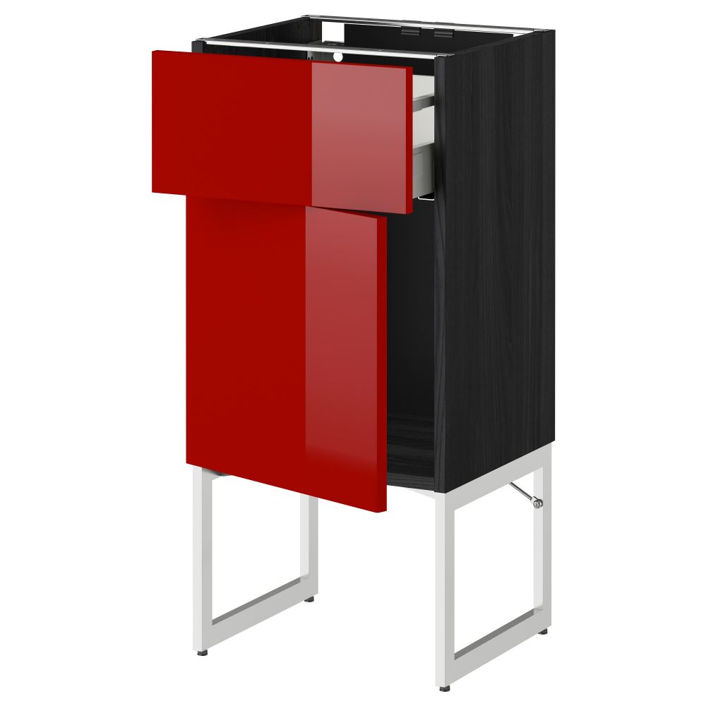 Напольный шкаф с ящиком, дверью МЕТОД / МАКСИМЕРА, черный, Рингульт красный - схема-чертеж с размерами