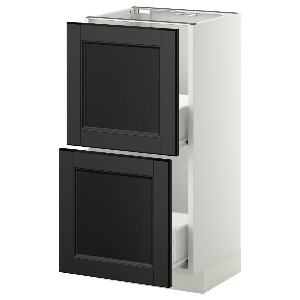 Напольный шкаф с 2 ящиками МЕТОД / ФОРВАРА, белый, Лаксарби черно-коричневый - схема-чертеж с размерами