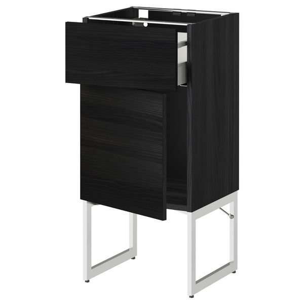 Напольный шкаф с ящиком, дверью МЕТОД / МАКСИМЕРА, черный, Тингсрид черный - схема-чертеж с размерами