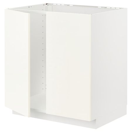 METOD Напольный шкаф для мойки+2 двери - белый/Vallstena белый 80x60 см
