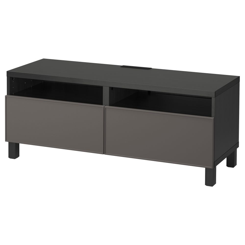 Тумба для ТВ с ящиками БЕСТО, черно-коричневый, Грундсвикен темно-серый (120x40x48 см) - фото 1