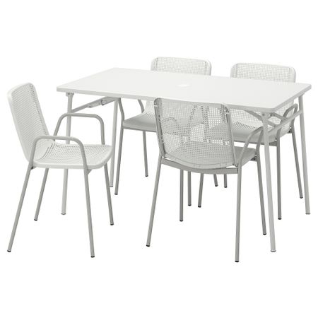 Стол + 4 кресла, для сада, белый, белый, серый, 130 см IKEA TORPARÖ ТОРПАРЁ 094.948.65