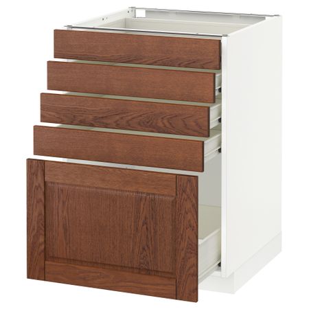 Напольный шкаф с 5 ящиками МЕТОД / ФОРВАРА, белый, Филипстад коричневый