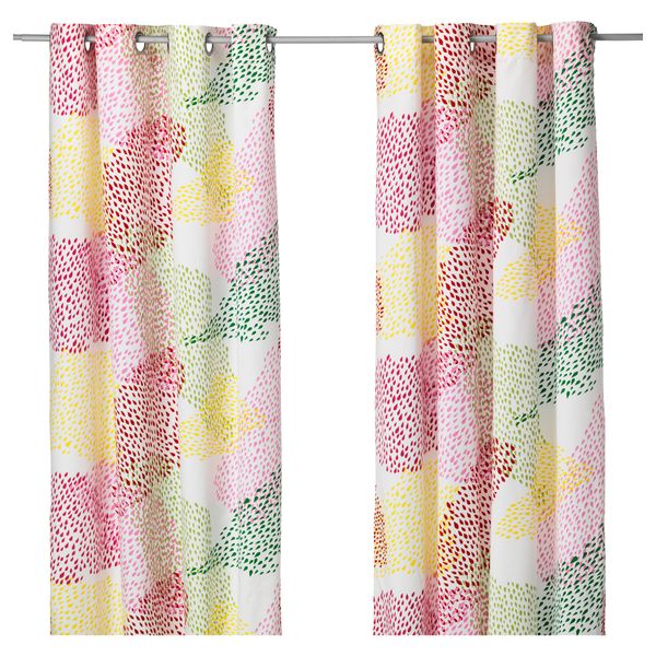 Гардины, 1 пара МУРГРЕНА, белый, разноцветный (145x300 см) - фото 1