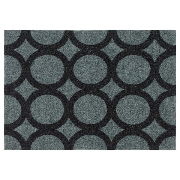Придверный коврик, орнамент-круги серый-черный 40x60 см IKEA МЕЙЛС 403.924.35 - фото 1