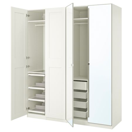 Гардероб, комбинация, белый/зеркальное стекло 200x60x236 см IKEA PAX ПАКС / GRIMO/VIKEDAL ГРИМО/ВИКЕДАЛЬ 993.250.24