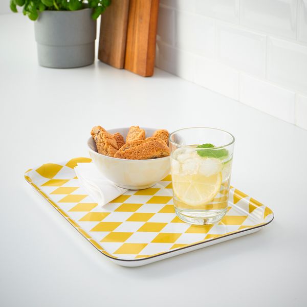 Поднос, 20x28 см, с рисунком белый/светло-желтый IKEA VÅRSIKLÖJA 605.422.31 - фото 4