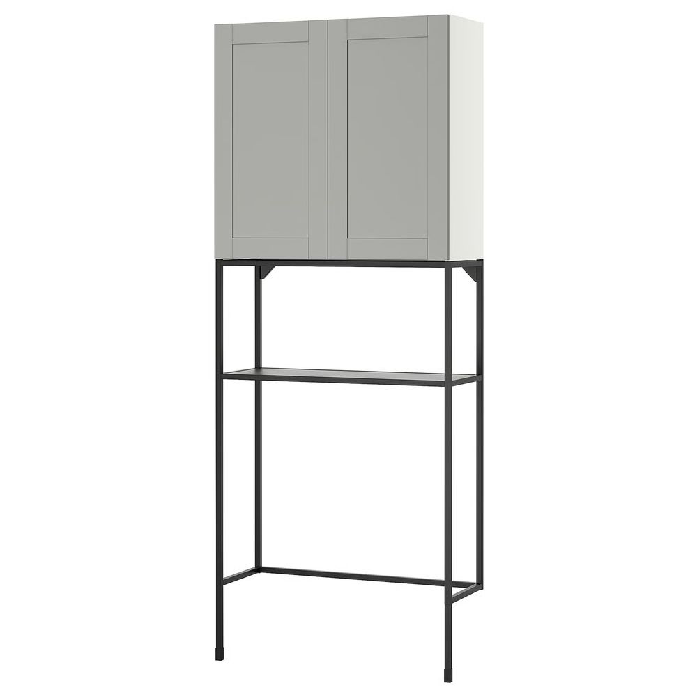 ENHET Комбинация д/хранения - антрацит/серый каркас 80x32x204 см - фото 1