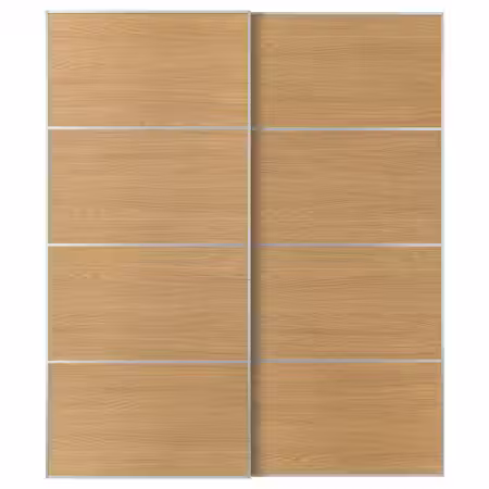 MEHAMN Пара раздвижных дверей - алюминий/двусторонний под дуб 200x236 см