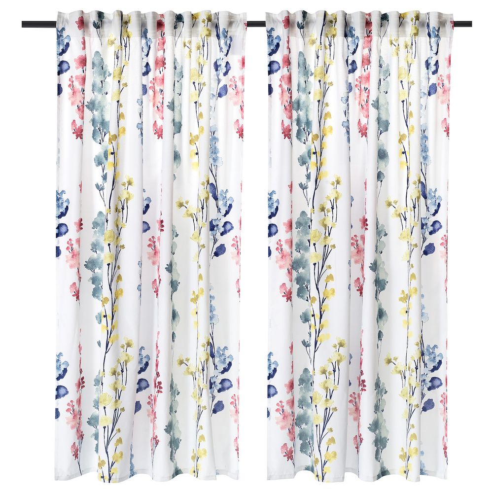 Гардины, 2 шт., цветок разноцветный 145x180 см IKEA ASKARIA АСКАРИА 604.745.00 - фото 1
