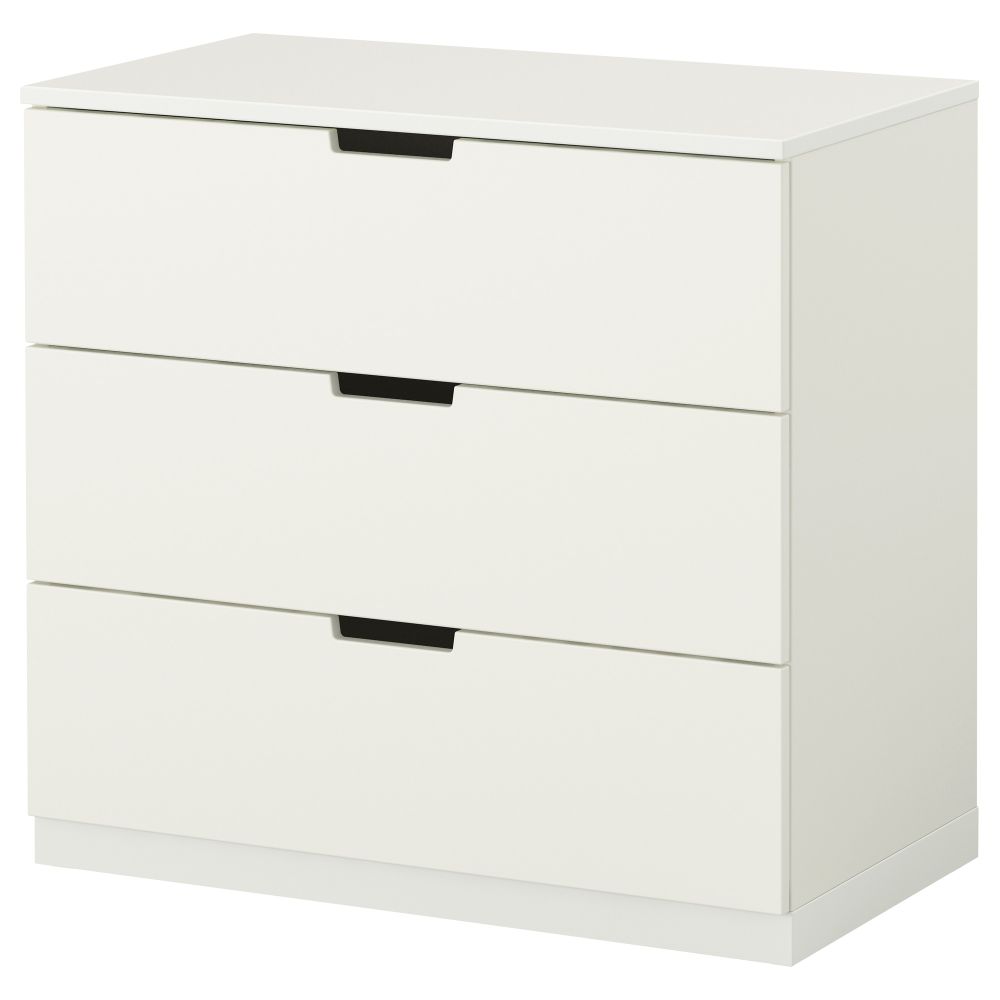 Комод с 3 ящиками НОРДЛИ, белый (80x75 см) - фото 1