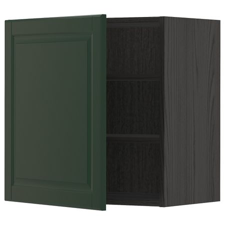 Шкаф навесной с полкой, черный/Будбин темно-зеленый 60x60 см IKEA МЕТОД 693.131.88