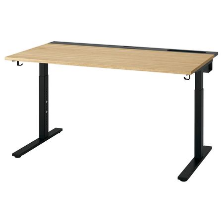 MITTZON Письменный стол - дубовый шпон/чёрный 140x80 см