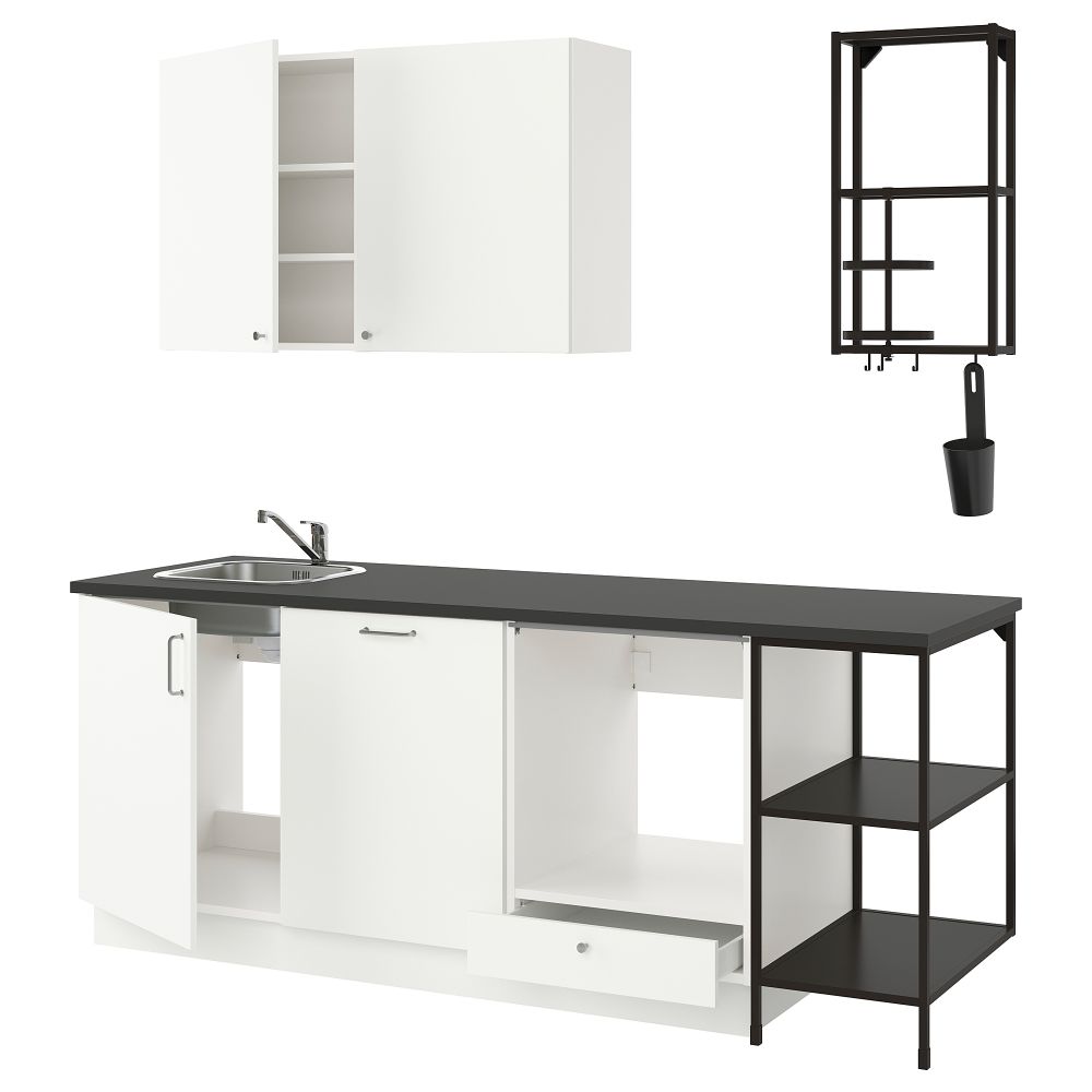 Кухня, 223x63.5x222 см, антрацит/белый IKEA ENHET 793.377.49 - фото 1