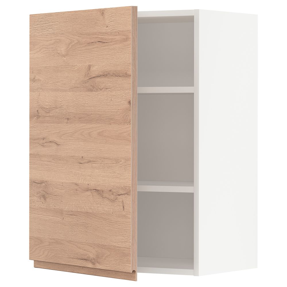 Навесной шкаф с полками, 60x80 см, белый, Voxtorp под дуб IKEA METOD МЕТОД 894.582.98 - фото 1