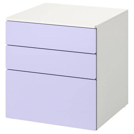 SMÅSTAD / PLATSA Комод с 3 ящиками - белый/сиреневый 60x57x63 см