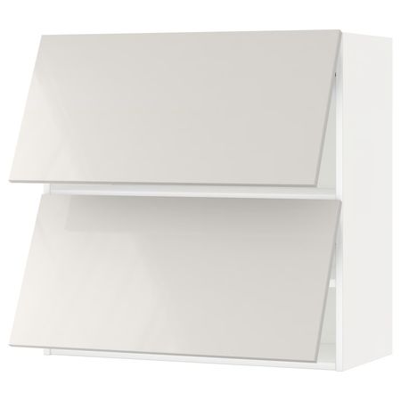 METOD Навесной шкаф/2 дверцы, горизонтал - белый/Ringhult светло-серый 80x80 см