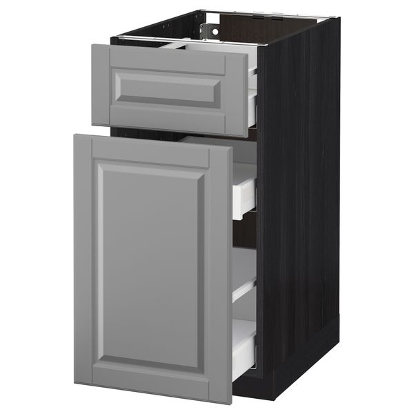 Напольный шкаф, выдвижной секцией, ящик МЕТОД / МАКСИМЕРА, черный, Будбин серый - схема-чертеж с размерами