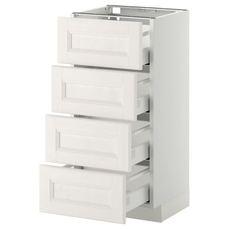 Напольный шкаф 4 фронтальных панели, 4 ящика МЕТОД / МАКСИМЕРА, белый, Лаксарби белый