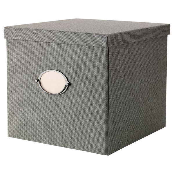 Коробка с крышкой КВАРНВИК, серый (32x35x30 см) - фото 1