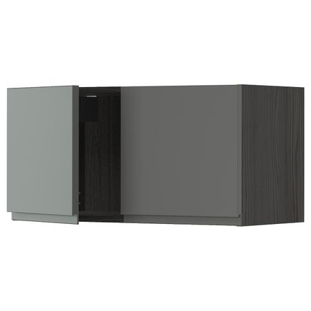 Навесной шкаф с 2 дверями, черный/Воксторп темно-серый 80x40 см IKEA МЕТОД 693.108.11