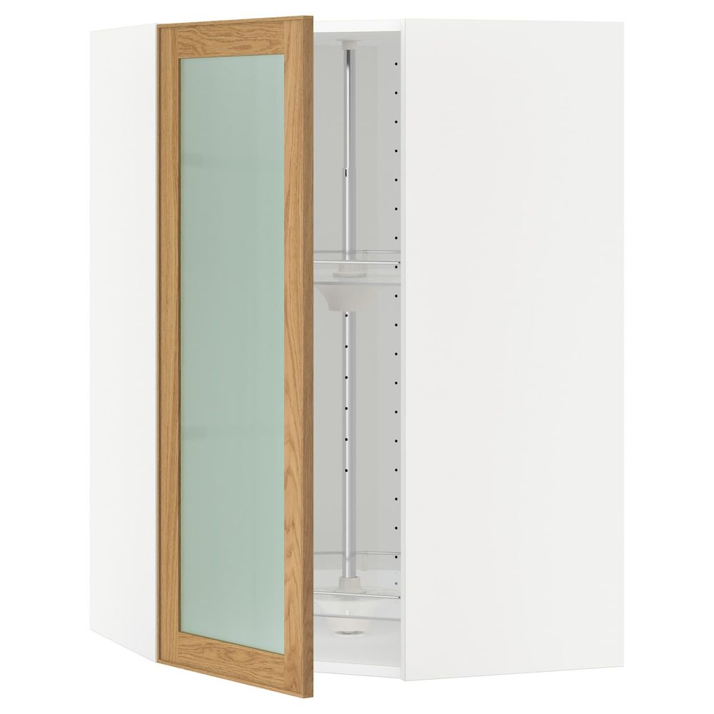 Угловой навесной шкаф с вращающейся секция, стеклянная дв, белый/Экестад дуб 68x100 см IKEA METOD МЕТОД 992.258.78 - схема-чертеж с размерами