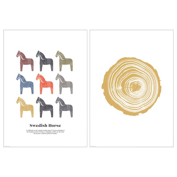Постер, 50x70 см, Шведские лошадки IKEA DRÖMBILD ДРЁМБИЛЬД 205.606.46 - фото 2