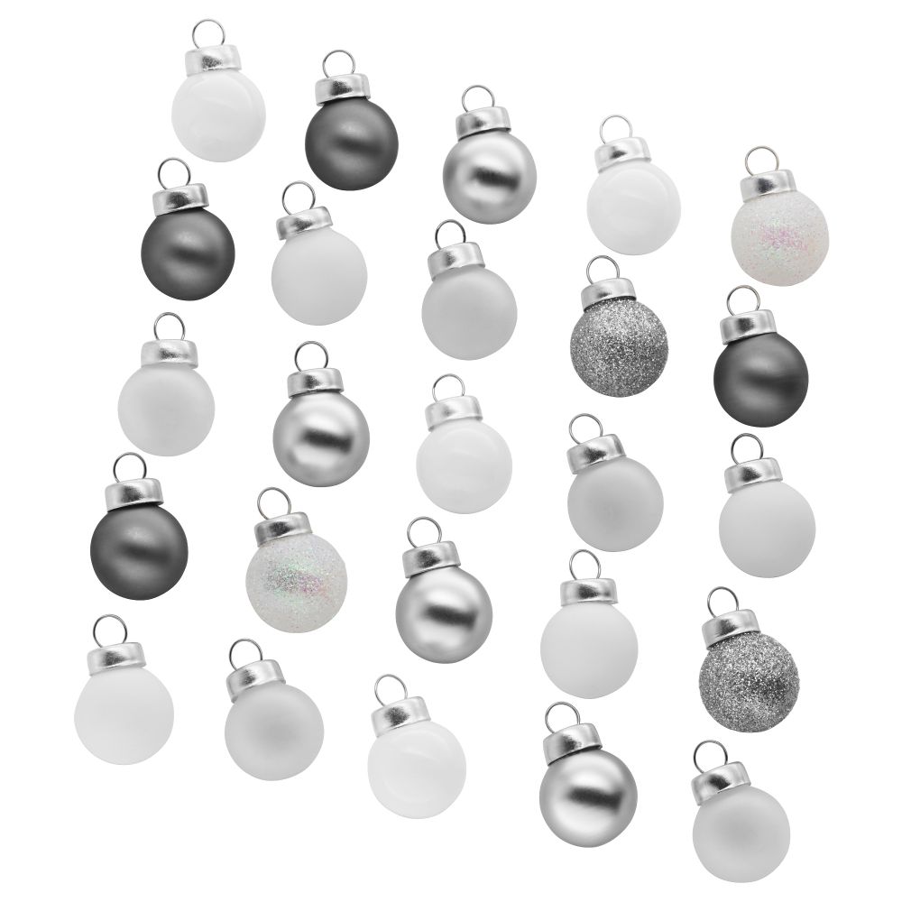 Украшение, шар ВИНТЕР 2017, стекло, серебристый белый (2 см) - фото 1