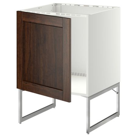 Напольный шкаф для раковины МЕТОД, белый, Эдсерум коричневый (60x60x60 см)