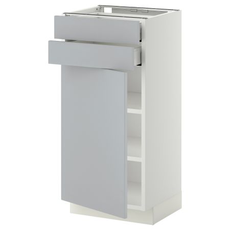 Напольный шкаф с дверцей, 2 ящиками МЕТОД / МАКСИМЕРА, белый, Веддинге серый