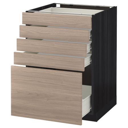 Напольный шкаф с 5 ящиками МЕТОД / ФОРВАРА, черный, Брокхульт светло-серый