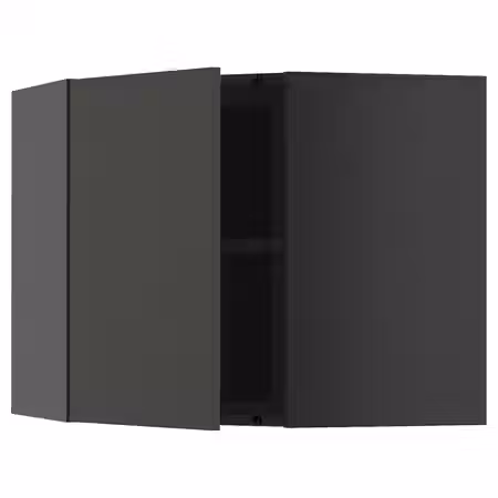 METOD Угловой навесной шкаф с полками - черно-серый/Nickebo матовый антрацит 68x60 см