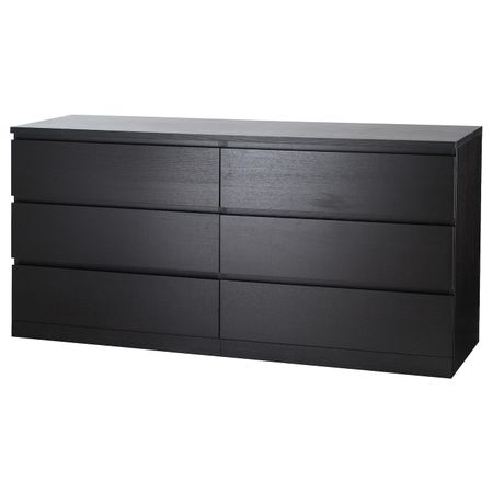Комод с 6 ящиками, черно-коричневый 160x78 см IKEA MALM МАЛЬМ 404.035.80
