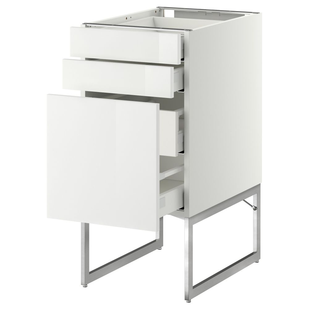 Напольный шкаф 3 фронтальных панели, 2 нижних, 2 средних ящика МЕТОД / МАКСИМЕРА, белый, Рингульт белый - схема-чертеж с размерами