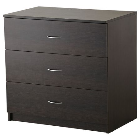 Комод с 3 ящиками ТОДАЛЕН, черно-коричневый (80x77 см)