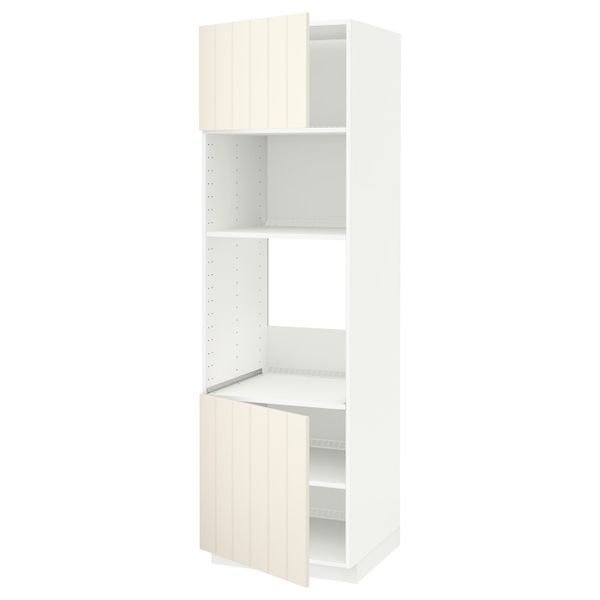 Высокий шкаф для духовки/СВЧ, 2 дверцы/полки, белый/Хитарп белый с оттенком 60x60x200 см IKEA METOD МЕТОД 692.265.39 - схема-чертеж с размерами