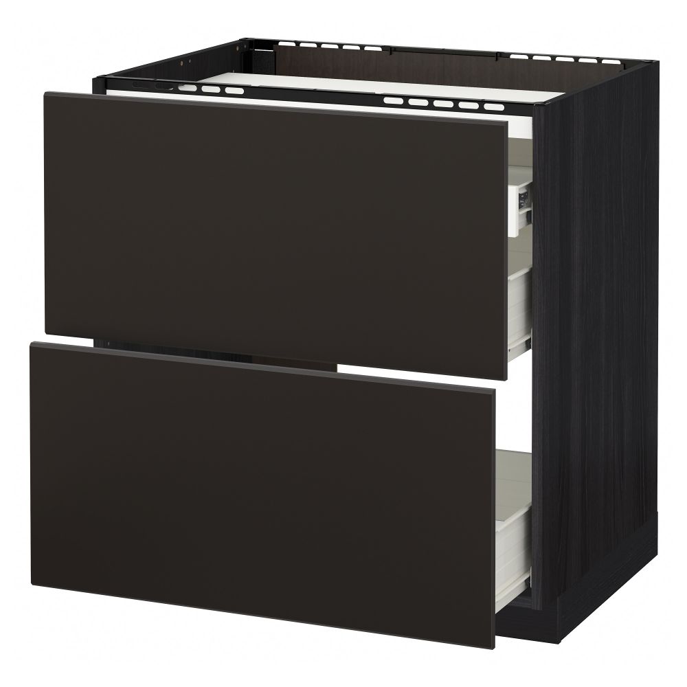 Напольный шкаф, 2 фронтальных панели, 3 ящика МЕТОД / ФОРВАРА, черный, Кунгсбакка антрацит - схема-чертеж с размерами