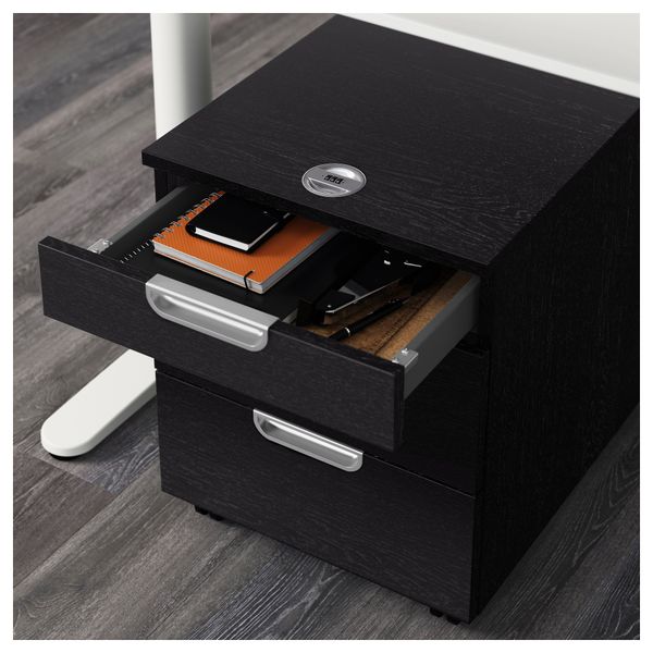 Тумба с ящиками на колесах ГАЛАНТ, черно-коричневый (45x55 см) - фото 3