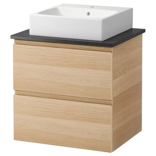 Шк п-раковину/столешн45x45/раковина ГОДМОРГОН/АЛДЕРН / ТОРНВИКЕН, под беленый дуб, черный (62x49x72 см) - схема-чертеж с размерами