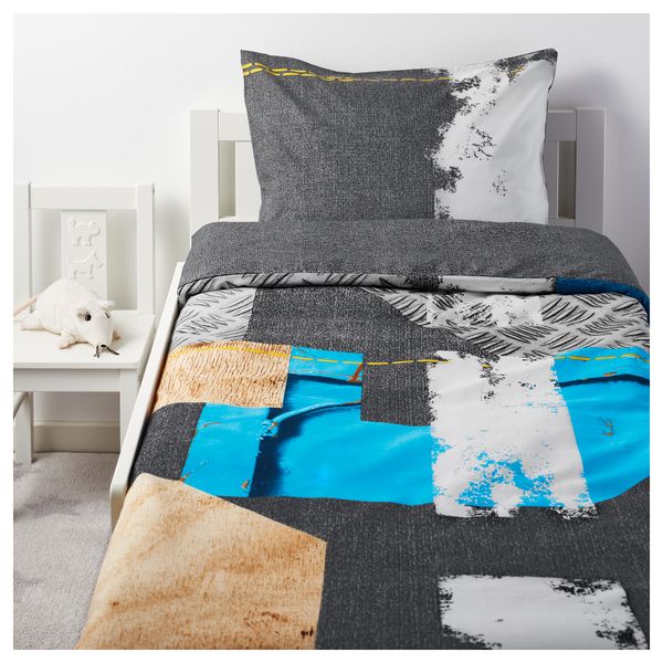 Пододеяльник и 1 наволочка ПИМПЛА, серый (150x200/50x70 см) - схема-чертеж с размерами