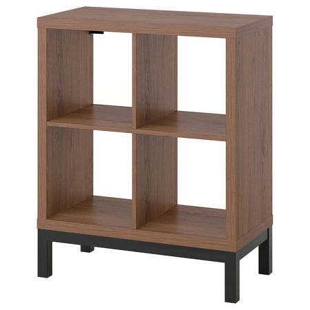KALLAX Стеллаж с основанием - коричневый под грецкий орех/чёрный 77x94 см