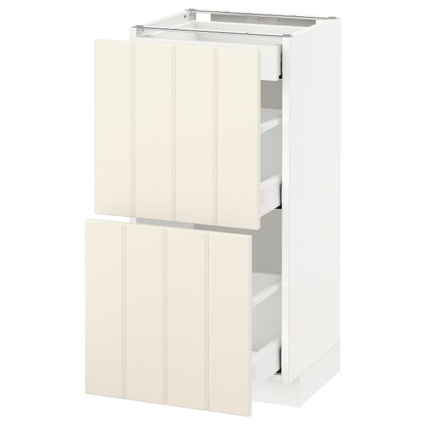 Напольный шкаф/2фасада/3ящика, белый/Хитарп белый с оттенком 40x37 см IKEA METOD МЕТОД / MAXIMERA МАКСИМЕРА 892.307.19 - схема-чертеж с размерами