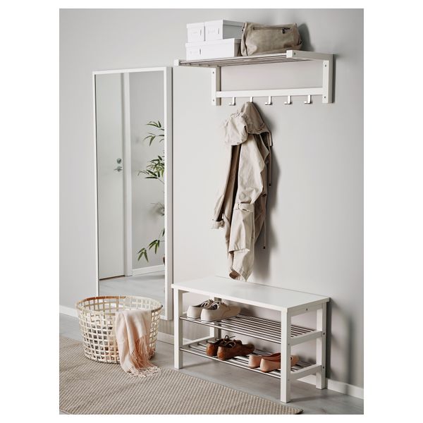 Скамья с полкой для обуви, белый, 81x34x50 см IKEA TJUSIG ЧУСИГ 002.990.62 - фото 4